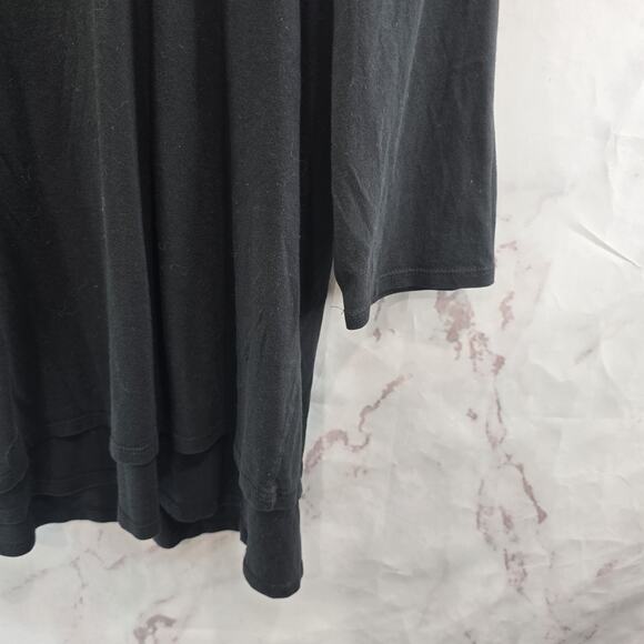 J Jill Shirt Womens Large Black PJ Artistic Tee T Quarter Sleeve Round Neck - Picture 4 of 10